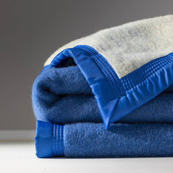Couverture bicolore pure laine 600 g/m² (bleu) Couverture bicolore pure laine 600 g/m² (bleu)